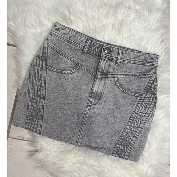 IRO Paris Jaliska Gray Washed Mini Skirt Side Detail 40 Super Cute! Excellent - Picture 3 of 6